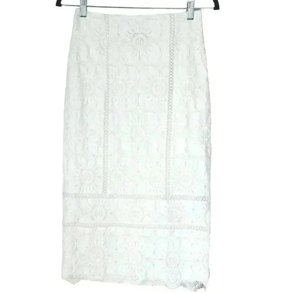 BANANA REPUBLIC LACE MIDI PENCIL SKIRT SIZE 0 - Picture 4 of 9